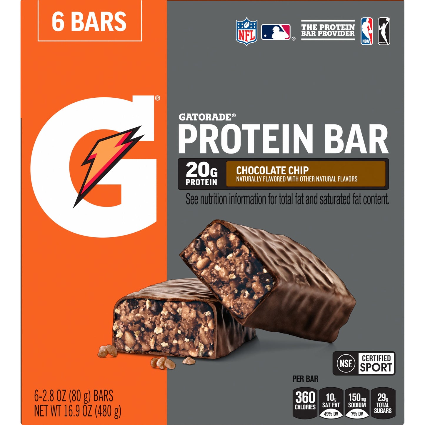 Chocolate Chip Protein Bar, 2.8 Oz, 6 Count